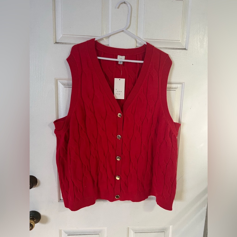 Red cable knit vest-A New Day